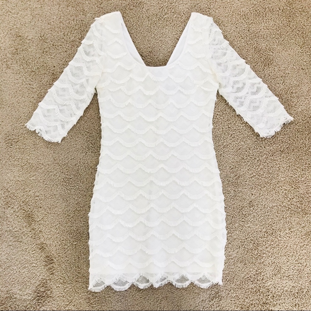 Guess Jeans White Scallop Style Dress